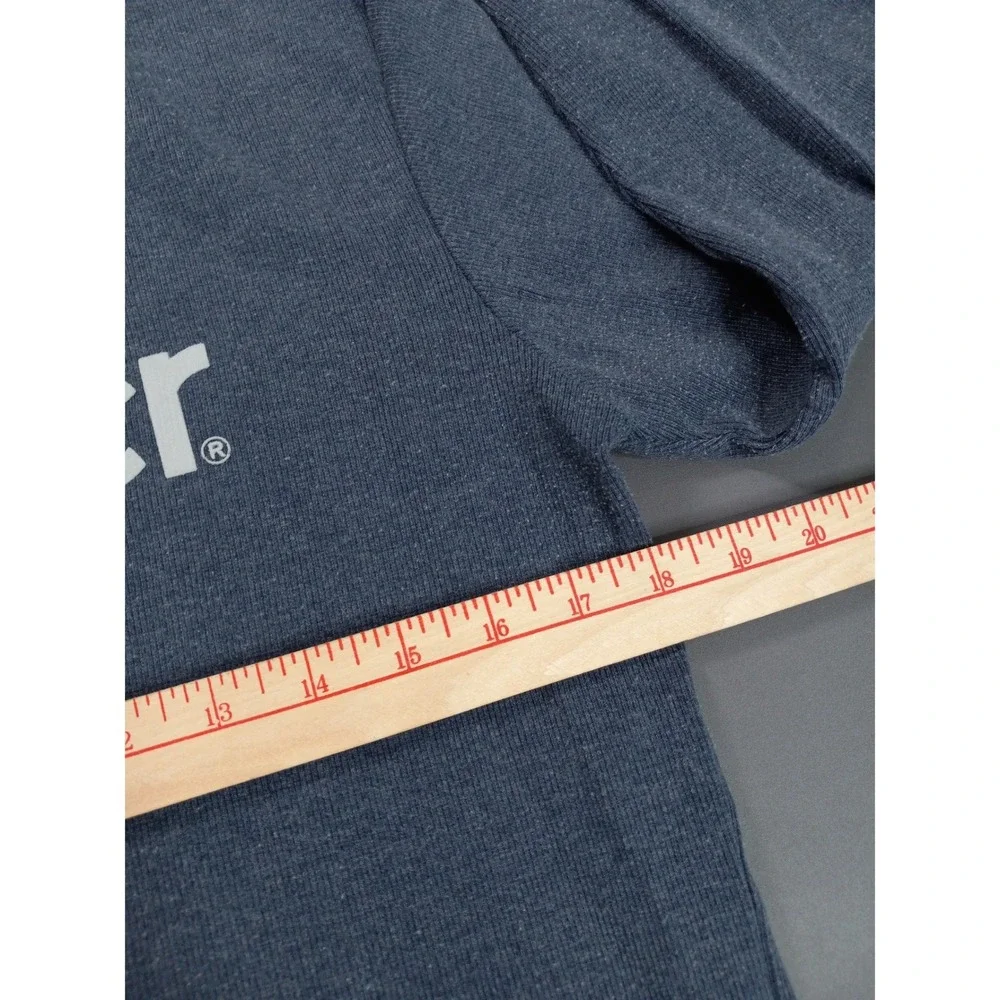 Wrangler Mens Long Sleeve Premium Fit Tee Blue Cotton Logo Shirt Large